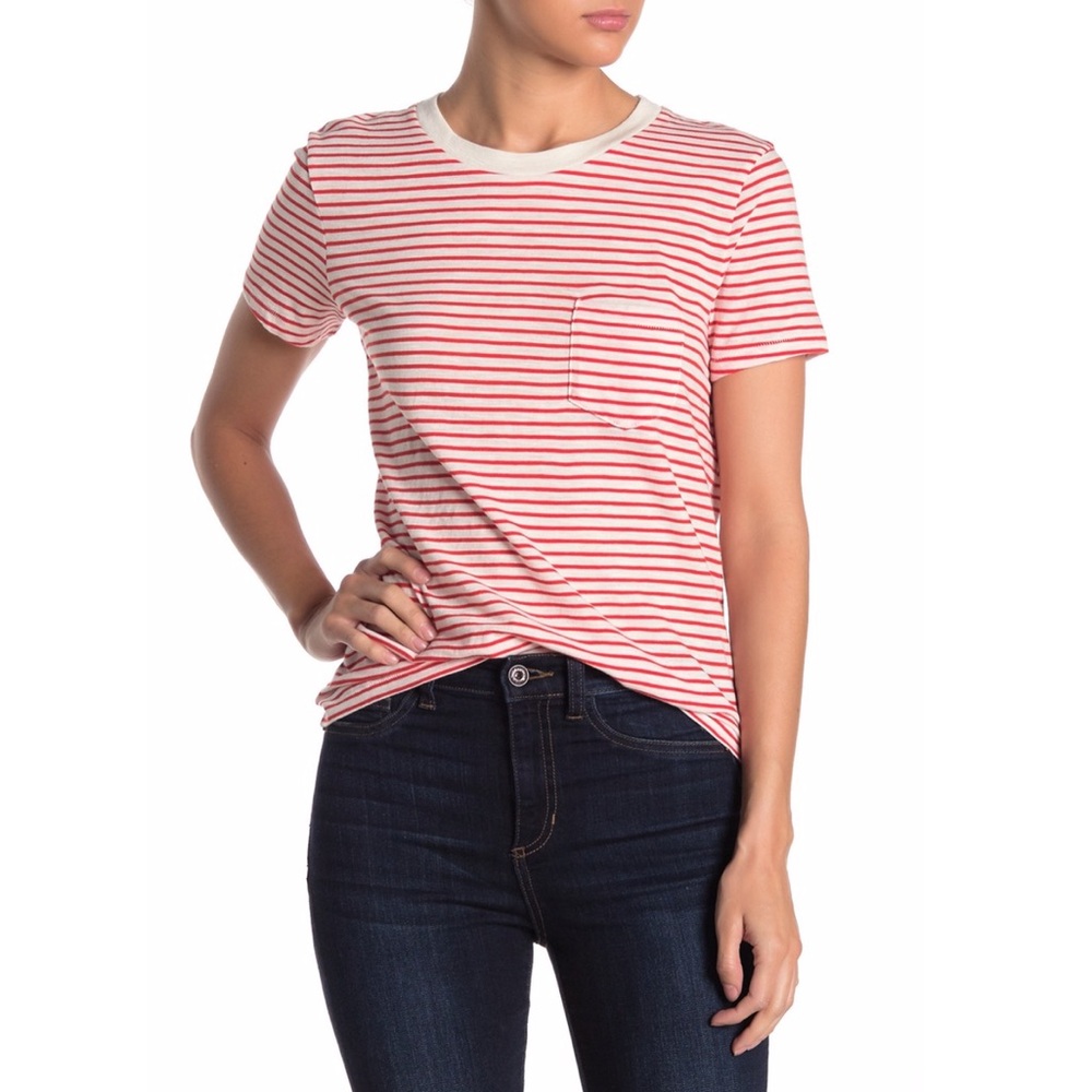 Madewell Striped Red and White Short Sleeve Tee